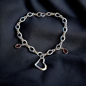 Vintage Cellini sterling heart charm bracelet